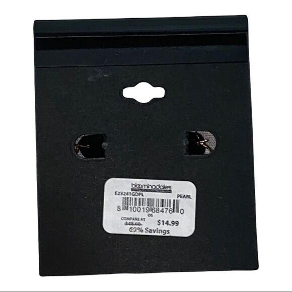 Area Stars Gold Tone Pearl Studded Oval Earrings - Picture 3 of 3